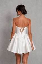 Women’s Satin Corset Bridal Mini Dress with Draped Bust for Weddings & Bridal Events
