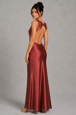 Women’s Satin Maxi Dress with Open Back Detail for Evening & Formal Wear
