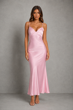 Women’s Satin Slip Maxi Dress with Cross Back Straps for Evening & Occasion Wear
