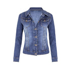 Blue denim jacket on a white background