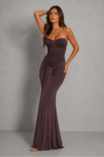 Women’s Strapless Lace Corset Maxi Dress for Formal & Evening Wear