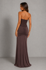 Women’s Strapless Lace Corset Maxi Dress for Formal & Evening Wear