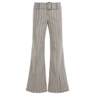 Striped pants with a belt on a white background