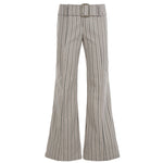 Striped pants with a belt on a white background