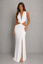 Women’s Twist Waist Maxi Dress with High Side Split for Formal & Evening Wear