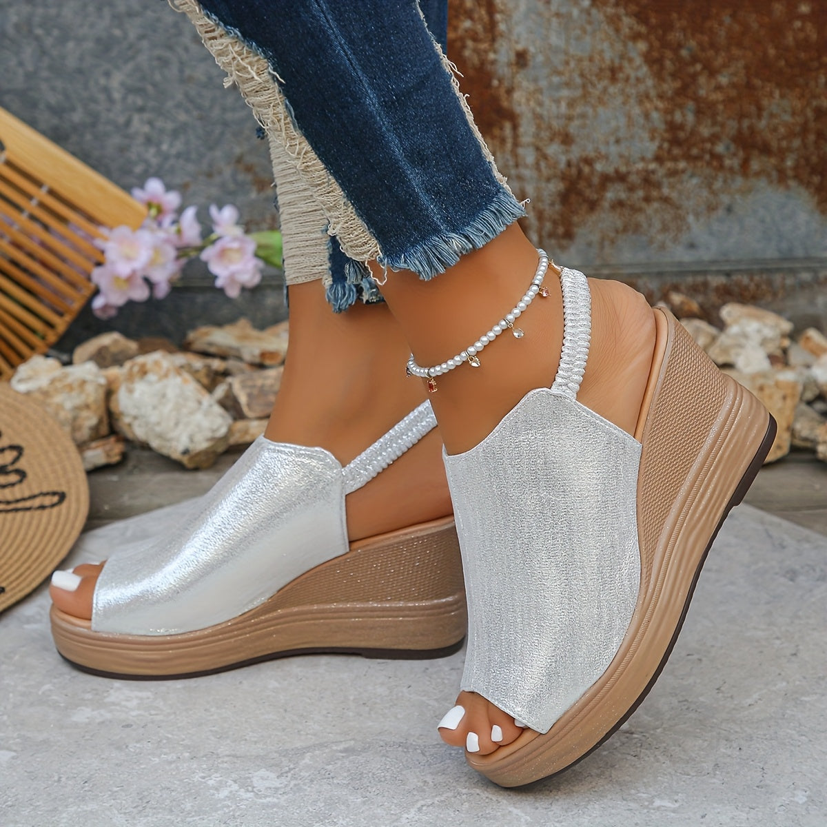Women’s wedge comfort sandals with open toe platform design